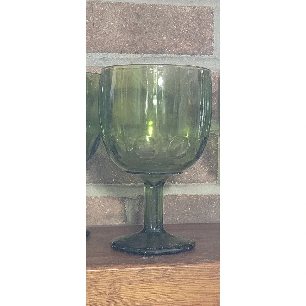Indiana Glass Goblet Thumbprint Stemmed Vintage 6